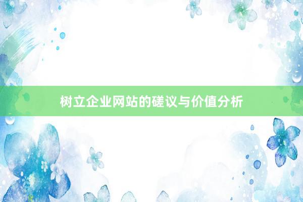 树立企业网站的磋议与价值分析